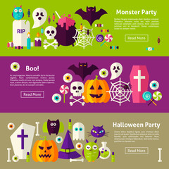 Halloween Party Web Horizontal Banners