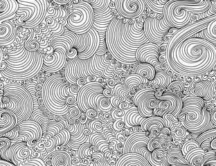 Abstract vector seamless pattern with wavy curling lines. Endless decorative figured vector texture. You can use any color of background