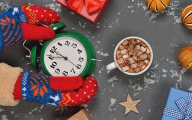 Vintage green alarm clock