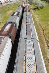 Overhead View of Grain Cars