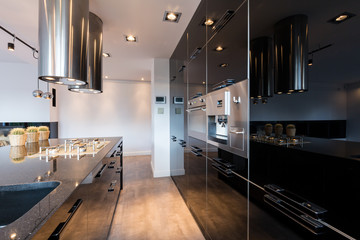 Narrow lacquered kitchen