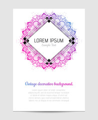 Fototapeta premium Invitation with hand drawn mandala pattern.