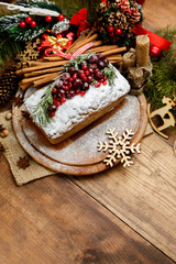 Homemade christmas cake with wild berries