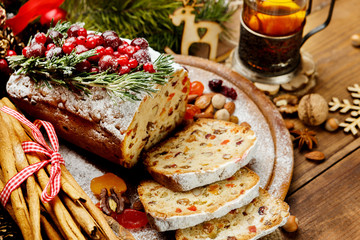 Homemade christmas cake with wild berries