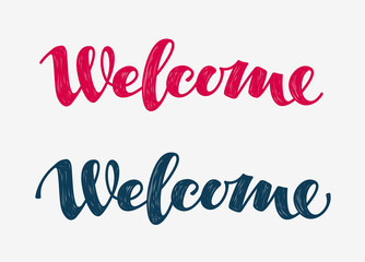 Welcome grunge doodle. Lettering calligraphic inscription. Vector illustration