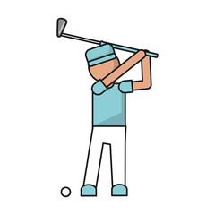 Ball club and player icon. Golf sport competition and hobby theme. Isolated design. Vector illustration
