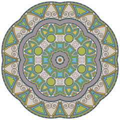 Circular geometric pattern over white background.