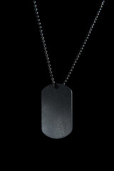 Military tag on black