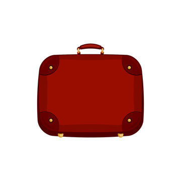 Red Handle bag suitcase on isolated white background. Vector icon illustration.