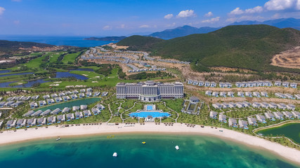 Five star Vinpearl resort view at Nha Trang by drone