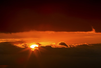 Beautiful sunset with dramatic clouds in the sky