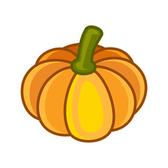 Pumpkin Isolated on White. Flat Design Style. Vector
