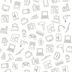 Electronics pattern black icons