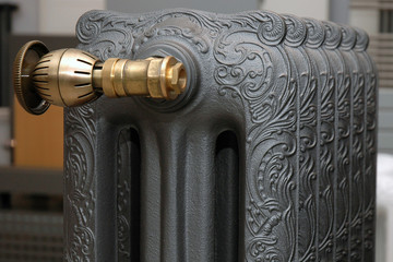 Cast iron radiator close-up. 