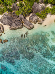 Aerial photo of Seychelles beach at La Digue