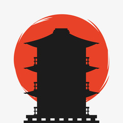 Building icon. Architecture japan and asian culture theme. Colorful design. Vector illustration