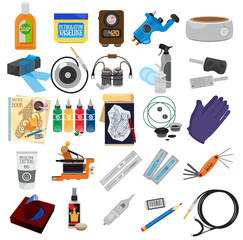 Tattoo kit and equipment icons