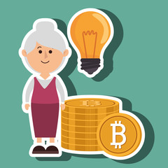 woman bit coin idea vector illustration eps 10