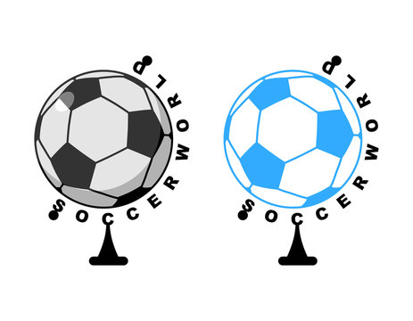 World football. Globe ball game. Sports accessory as earth spher