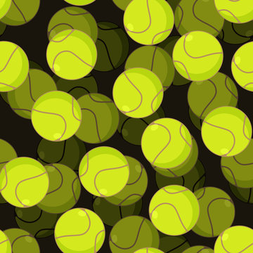 Tennis ball 3d seamless pattern. Sports accessory ornament. Tenn