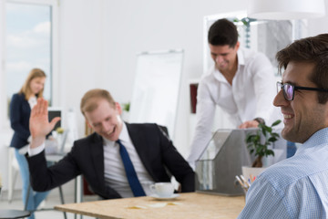 During joking with workmates