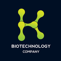 Abstract letter K logo icon vector design.biotechnology molecule atom dna chip symbol.Medicine,science,technology,laboratory,electronics logotype