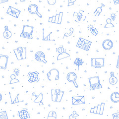 Communication&business pattern blue icons