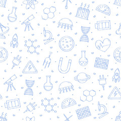 Science & research pattern blue icons