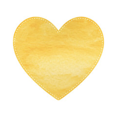 Yellow heart on white background