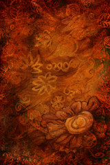 luxury gold brown background with abstract flowers. vertical