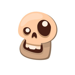 Halloween Happy Skull icon in cartoon and flat style for festive design