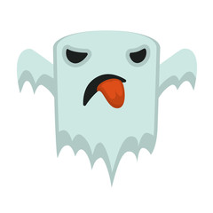 white Ghost character in cartoon and flat style for festive Hallowen design