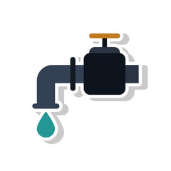 Tap with water drop icon. Technology industry and plumbing theme. Isolated design. Vector illustration