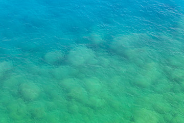 Blue green sea view from above