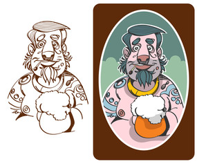 Cartoon character, man with tattoo