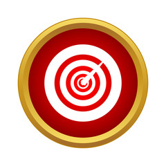Game darts icon in simple style in red circle. Fun and games symbol
