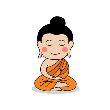Lord Buddha enlightenment vector illustration. Isolated on white background.