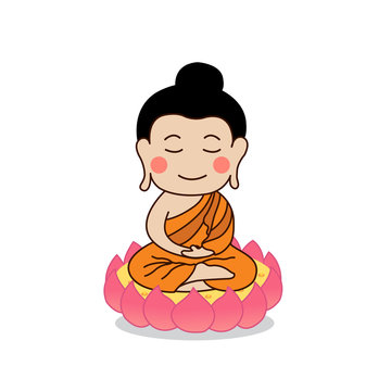 Lord Buddha enlightenment vector illustration. Isolated on white background.