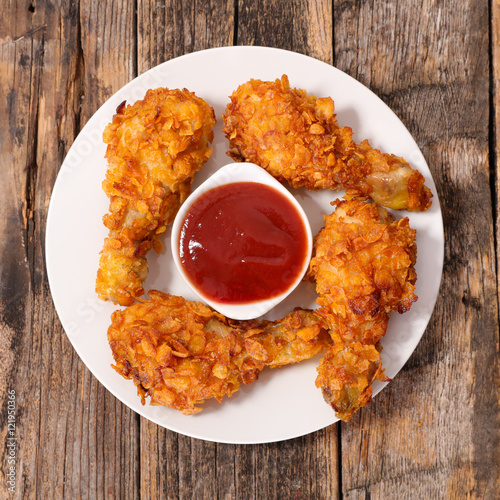"fried chicken and ketchup" Stock photo and royaltyfree images on Pic 121950366