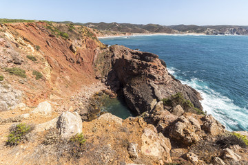 Fototapeta na wymiar Beautiful coastline of south west coast in Portugal