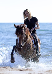 Fototapeta na wymiar horsewoman on the beach