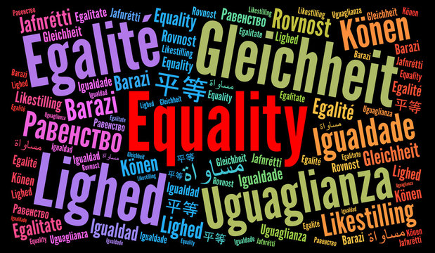 Equality word cloud in different languages