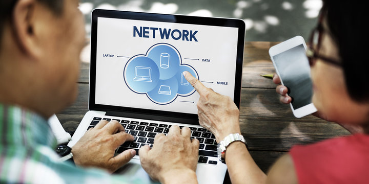 Network Cloud Communication Connection Concept - Powered by Adobe