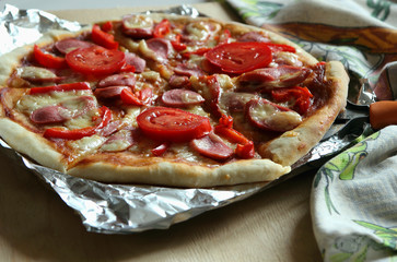 Freshly cooked pizza..