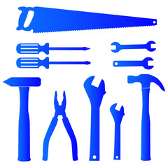 Construction tool collection.vector silhouette