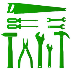 Construction tool collection.vector silhouette