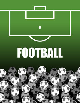football field and Ball. Lot of balls. Soccer background. Sports