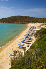 Fototapeta premium Beach near Batsi village on Andros island in Greece.