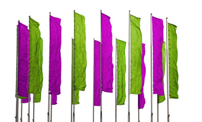 Purple and green flags