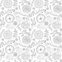 Seamless hand drawn floral vintage pattern 